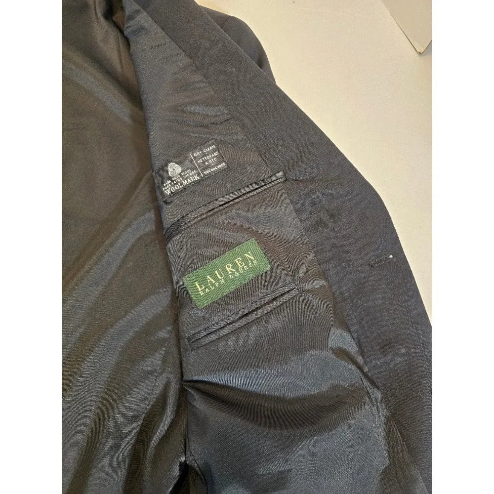 Lauren Ralph Lauren Mens Blazer Jacket Wool‎ Blend Two Button Black 38R